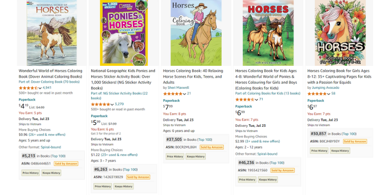 Example of horse coloring book for kids