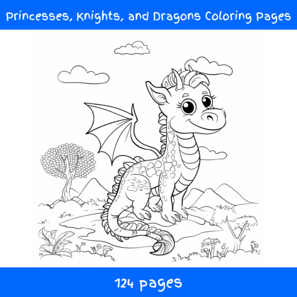 princesses-knights-and-dragons-coloring-pages