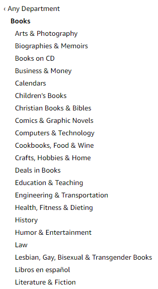 Book categories