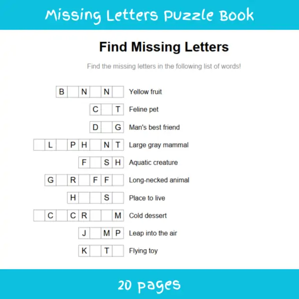 Missing Letters Puzzle Book